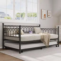 Twin Daybed with Trundle,with Charging Station & LED Lights,Metal Sofa Bed Frame with Pull Out Trundle for Living Room,Bedroom,Guest Room,Apartment
