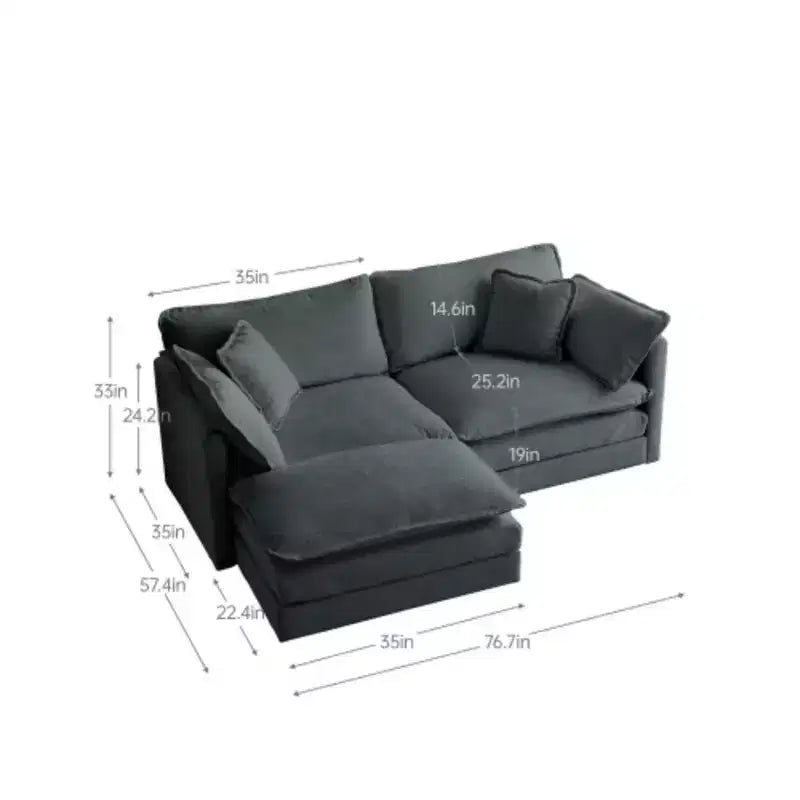 Chenille Loveseat with Ottoman and Footrest: Ideal for Small Spaces