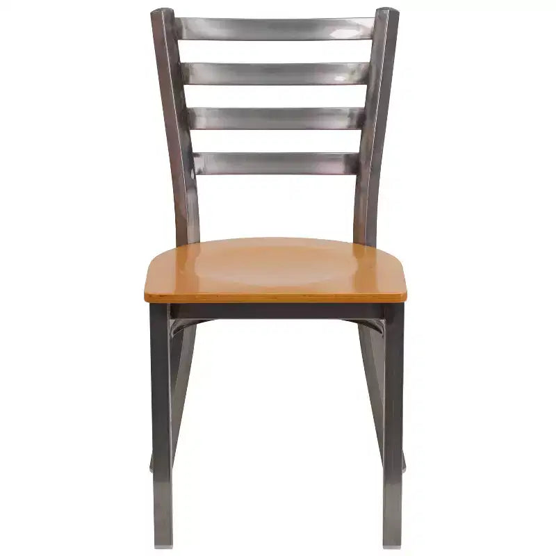 Emma and Oliver 2 Pack Clear Coated Ladder Back Metal Restaurant Chair