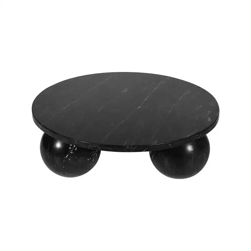 Round Marble Coffee Table with Sphere Legs, Multicolor, Seats 4–6