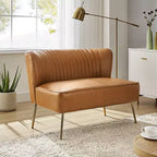 47 Contemporary Wingback Loveseat, Armless 2-Seater Sofa with Metal Legs for Living Room or Bedroom
