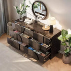Commode géométrique moderne à 6 tiroirs, buffet de rangement large à demi-cercle pour chambre et salon