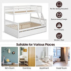 Gymax Twin Over Full Bunk Bed with Twin Trundle Convertible Platform