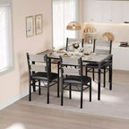 Dining Table Set for 4,with 4 Upholstered Chairs,5 Pcs Wood Kitchen Dining Room Table Set with Corner Protector for Kitchen,Apartment,Small Space