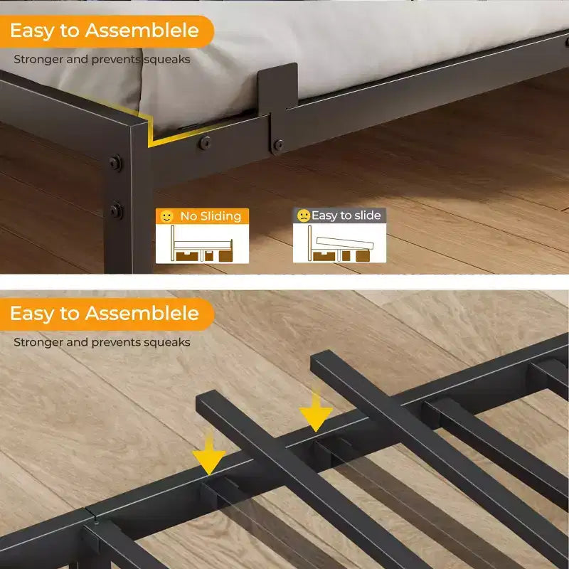 Black Full Bed Frame with LED Lights Charging Station Storage Bookcase 3 Drawers Upholstered Headboard Corner Daybed No Box Spring Support