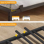 Black Full Bed Frame with LED Lights Charging Station Storage Bookcase 3 Drawers Upholstered Headboard Corner Daybed No Box Spring Support