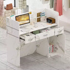 Famapy L-shaped Reception Desk Multifunctional Welcome Desk Workstation