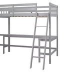 119''L 79.5''W Wood Twin Size L-Shaped Loft Bed with Ladder and 2 Built-in L-Shaped Desks
