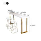 Luxury Rectangle Wooden Bar Table Gold Sled Base for Dining