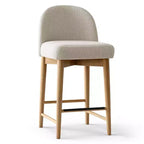 Lot de 2 tabourets de bar modernes hauteur comptoir, 26 po, chaises rembourrées en lin pour îlot de cuisine avec pieds en bois massif et dossier incurvé - Panipeachy
