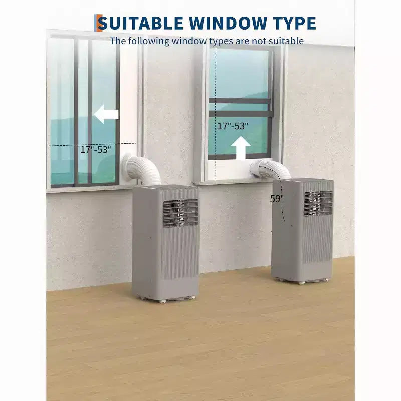 Climatiseur portable, 10 000 BTU, pour pièce jusqu'à 42 m², climatiseur portable 3-en-1 autonome avec ventilateur et déshumidificateur