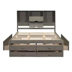 Queen Size Platform Bed with Storage Shelf and 8 Drawers, Easy Assembly