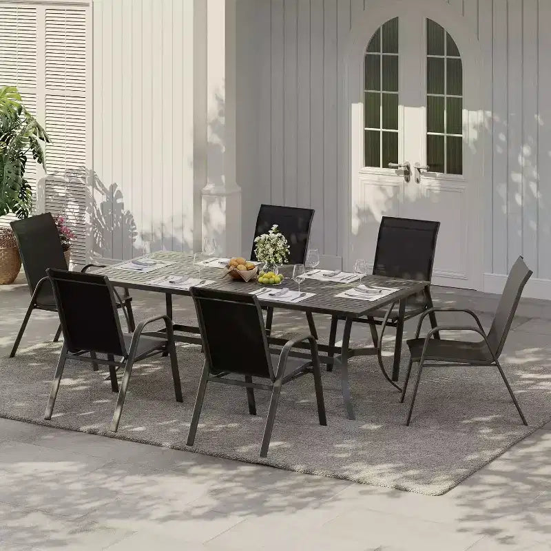 Patio Chairs,Outdoor Stackable Dining Chairs Set of 4/6 All Weather Lightweight Textilene Outdoor Chair Sets with Armrests for Backyard,Pool Deck