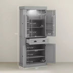 71 Kitchen Pantry Cabinet with LED Lights, 6 Door Shelves, a Drawer and 4 Adjustable Shelves