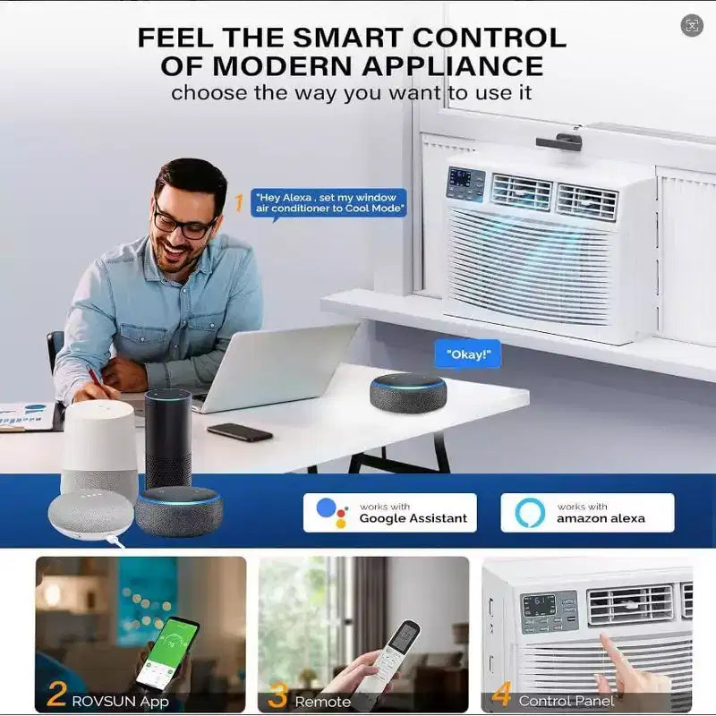23,200 BTU Smart Window AC Heat Pump - 7-in-1 White Unit (1 Pack) for Large Rooms up to 950 Sq.Ft | WiFi/Alexa Enabled, 208/230V
