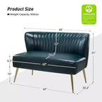 47 Contemporary Wingback Loveseat, Armless 2-Seater Sofa with Metal Legs for Living Room or Bedroom