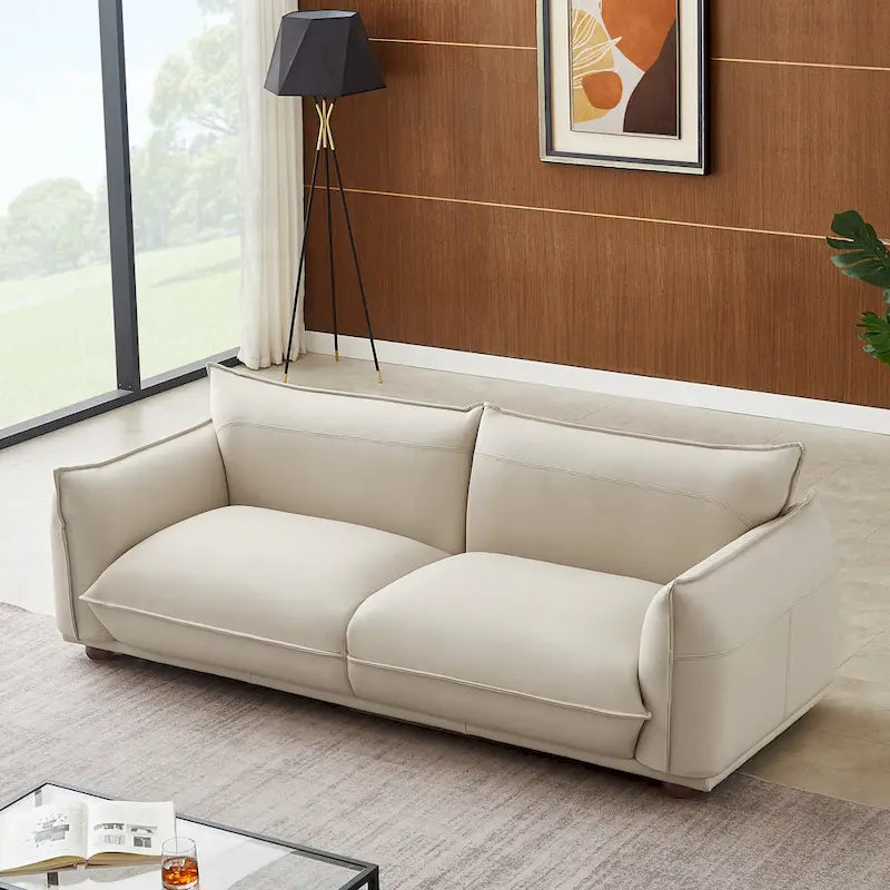Canapé Manar en cuir véritable, luxe moderne du milieu du siècle