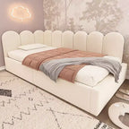 Okak Twin Upholstered Platform Daybed with Hydraulic Storage & Metal Slatted Frame,Modern Single Bed for Bedroom,Kids Room