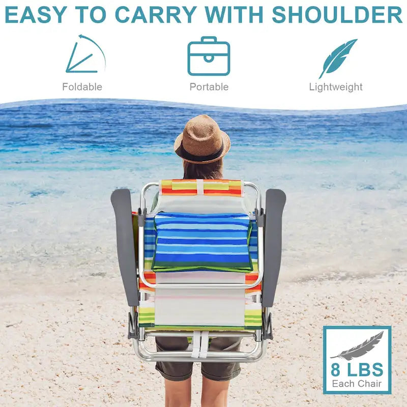 Costway 4-Pack Folding Backpack Beach Chair 5-Position Outdoor - See Details