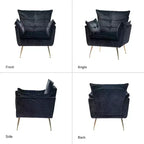 Set of 2 Jonat Contemporary Velvet Wooden Upholstered Armchair with Metal Legs for Bedroom and Living Room| ART OF LIVING DESIGNS