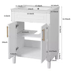24 Bathroom Vanity with Ceramic Sink, Shaker Cabinet, 2 Soft-Close Doors, Solid Wood Frame for Small Bathroom or Powder Room