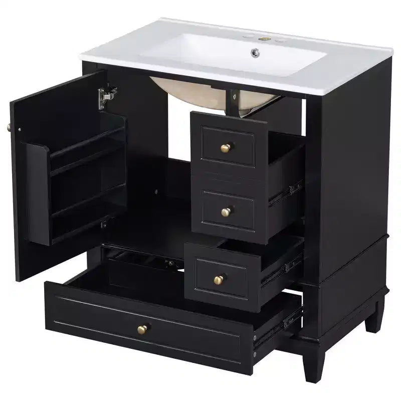 30 Bathroom Vanity Sink Combo, Bathroom storage Cabinet with Drawers and Shelf, Single Sink Bathroom Vanity