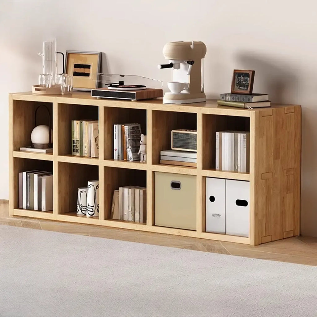 Modern Horizontal Wood 8-Cube Natural Finish Bookcase