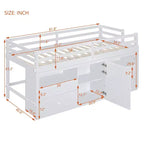 Luxystar Modern Twin Low Loft Bed with 4 Drawers, Cabinet and Shelves for Bedroom,