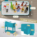NAYSAYE Glacière à roulettes 80 Litres, Bar Portable avec Collecteur de Gouttes, Plateau de Rangement Inférieur pour Fête sur la Terrasse, Barbecue, Plage, Bleu, 34.3*15.2*35.8