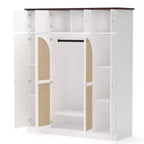 70.87Tall 8-Door Large Capacity Armoire Wardrobe Closet with Hanging Rod, Adjustable Shelves and Rattan Decorative Doors