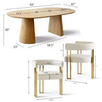 3-in-1 Oval Extendable Dining Table Set with 6 Chenille Upholstered Chairs Featuring Gold Metal Legs, Versatile Dining Furniture-Panipeachy