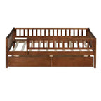 Twin Size Low Daybed with Storage Drawers, Wood Twin Platform Bed Frame with Rails for Boys and Girls Bedroom