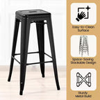 Yaheetech Lot de 4 Tabourets de Bar en Métal sans Dossier Hauteur Comptoir Chaises Empilables