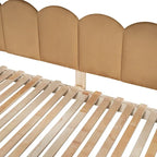 Solid Wood Playhouse Platform Bed Floor Montessori Bed Frame with Arched Roof and Trundle for Girls and Boys