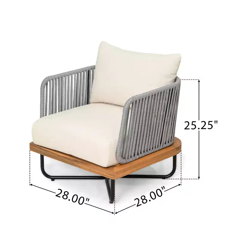 Christopher Knight Home Raphael 4 Piece Outdoor Rope and Acacia Sectional Sofa Set (Table Not Included)