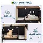 Double Cat Litter Box Enclosure for 2 Cats  Hidden Dual Litter Cabinet, Mark Mats & Sisal Post, Dog-Proof Modern End Table, Large Storage Cat House