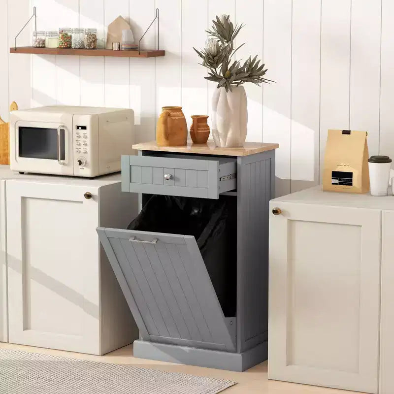 Meuble Poubelle Homcom avec Tiroir Meuble de Tri Sélectif Débout Support de Poubelle Cuisine