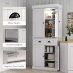 71 Kitchen Pantry Cabinet with LED Lights, 6 Door Shelves, a Drawer and 4 Adjustable Shelves