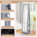 Costway Armoire à bijoux rotative à 360° 2-en-1 Organiseur miroir verrouillable Blanc/Noir/Marron foncé/Gris/Bleu/Rose/Violet/Gris foncé