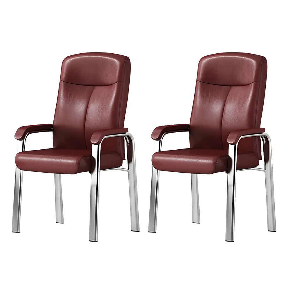 HomeyFad Modern Leather Metal 4-Leg Office Chair with Arms