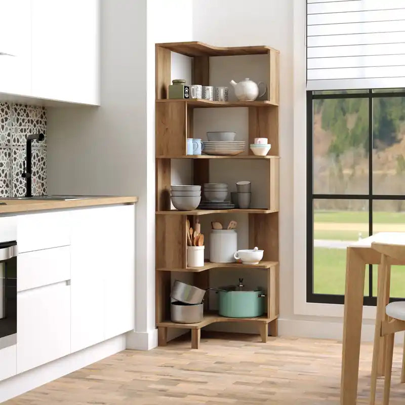 Corner Bookcase - Natural Oak