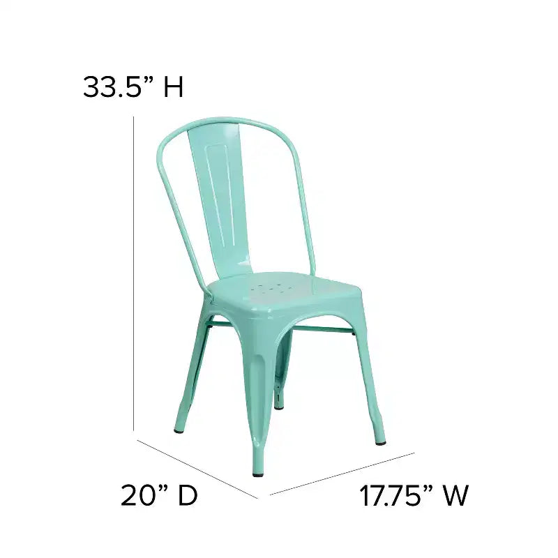 Emma and Oliver Commercial Grade 31.5 Square Metal Indoor-Outdoor Table Set with 4 Stack Chairs