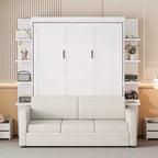 Lit escamotable mural Whisen Modern Design Queen size en bois avec canapé et étagères