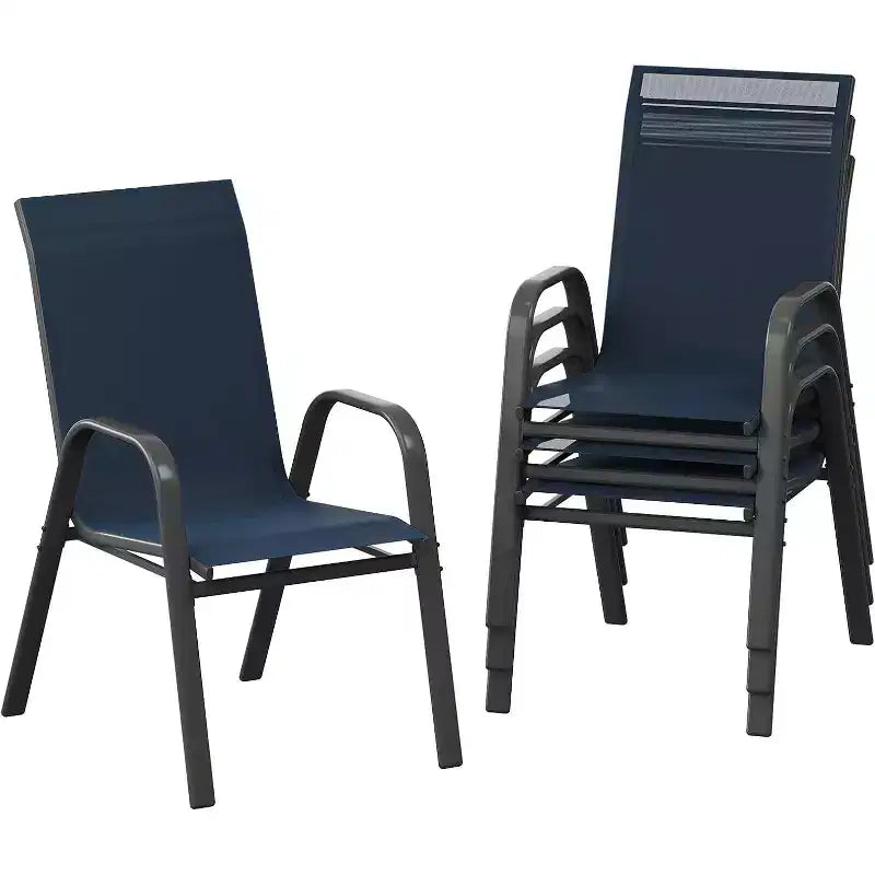 Patio Chairs,Outdoor Stackable Dining Chairs Set of 4/6 All Weather Lightweight Textilene Outdoor Chair Sets with Armrests for Backyard,Pool Deck