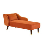 Modern Velvet Chaise Lounge Chair, Upholstered Arm Chaise Lounge with Curved Armrest, Sleeper Lounge Sofa Couch for Bedroom Office Living Room