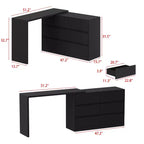 Smart Rotatable/Extendable Buffet Sideboard with 6 Drawers, Extended Countertop, Non-slip Mat, Rotating Dining Table, Kitchen Island Pantry