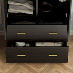 Armoire à deux portes avec miroir, blanc/brun foncé, 31,5L x 72H po – 31,5L x 72H po