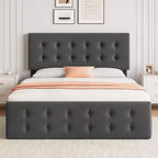 Storage Bed Frame with 4 Drawers & Adjustable Headboard - Upholstered Platform Bed