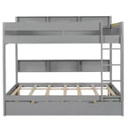 Luxystar Modern Full over Full Bunk Bed with Shelves and Trundle