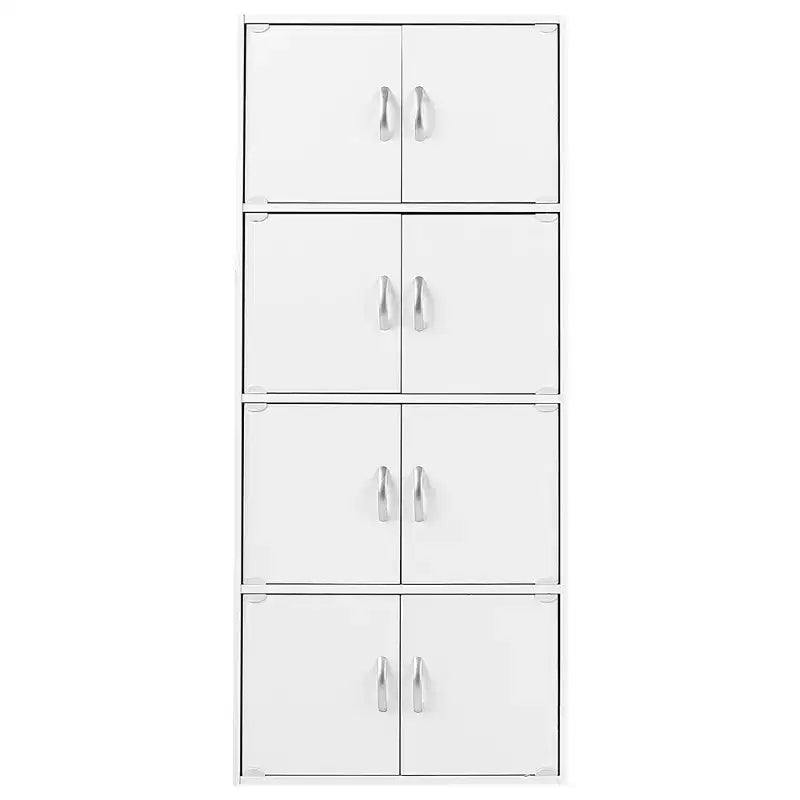 Hodedah HID44 Heavy Duty 8 Door Floor Mount Enclosed Multipurpose Storage Bookcase Cabinet for Home and Office, Beech Wood Finish